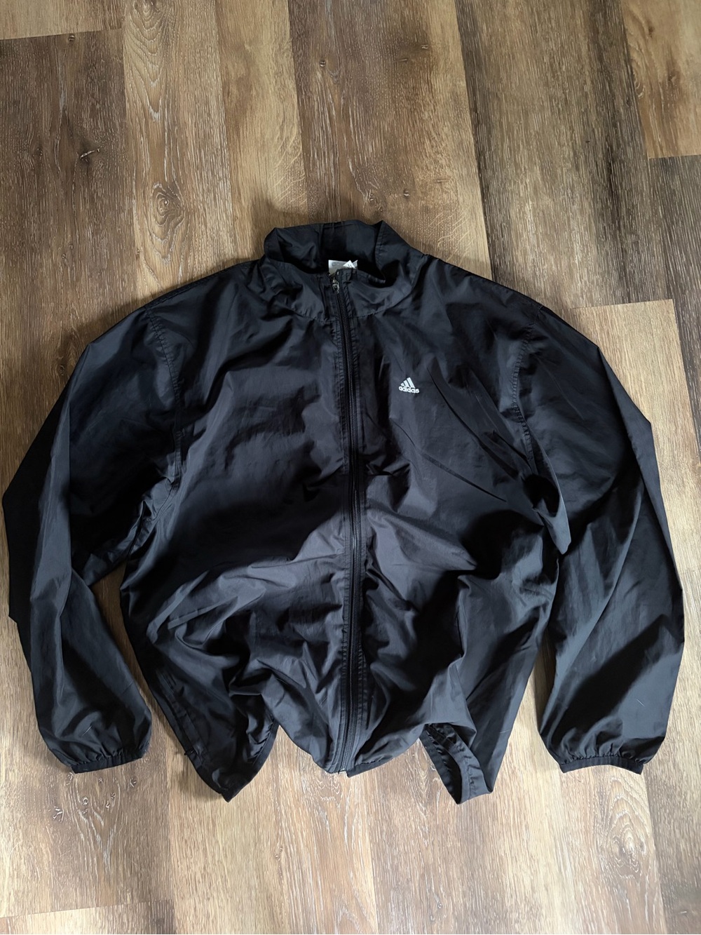 Vintage Adidas Men's Black Lightweight Windbreaker Jacket
